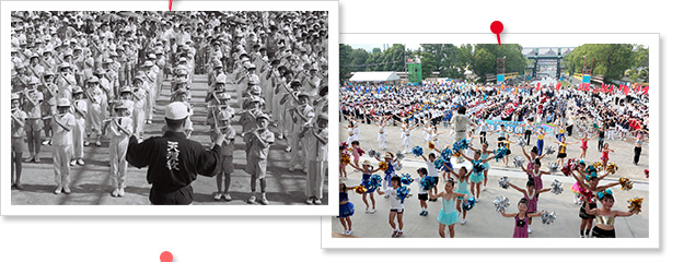 お供え演奏の昔と今の写真